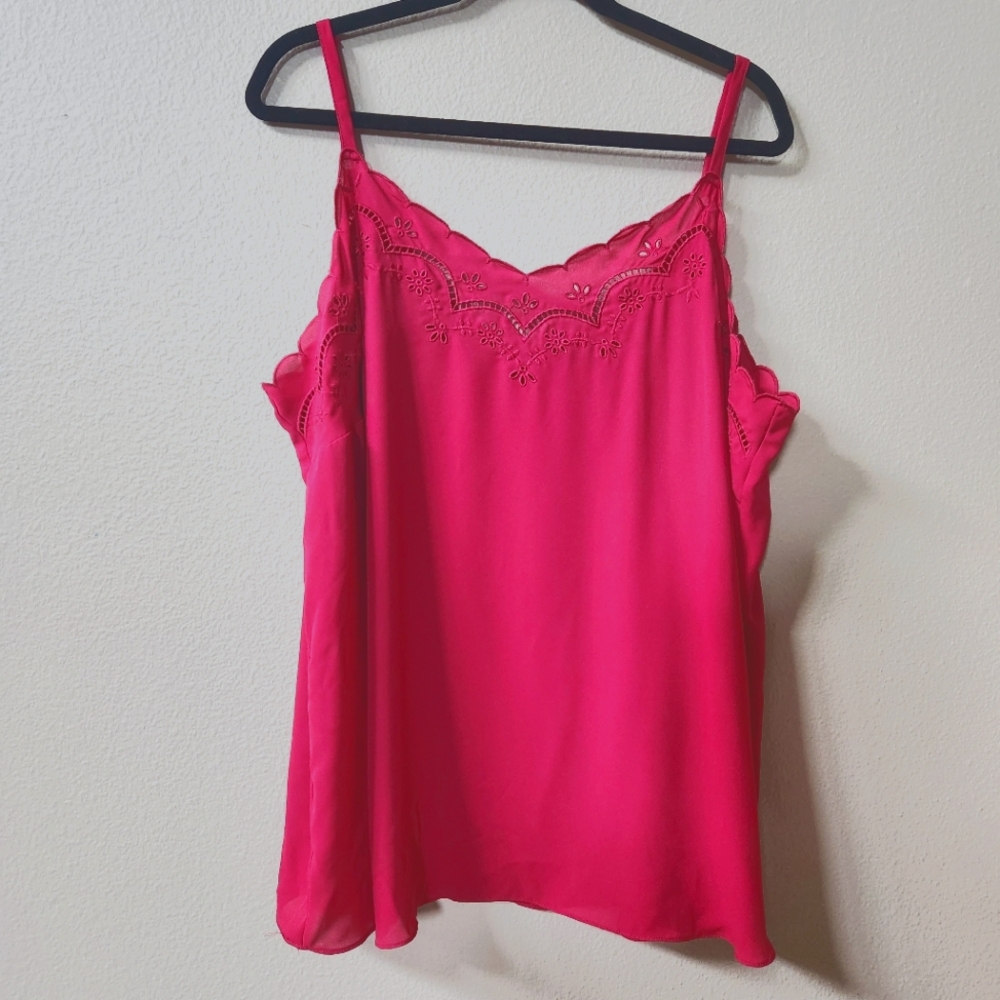 Torrid Sophie Georgette Embroidered Cami Tank Top in Bright Pink Size 3X